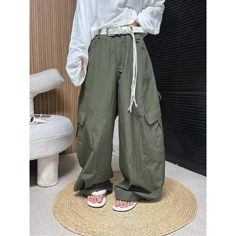 韩系复古时尚弯刀显瘦高级阔腿裤女夏款文艺范慵懒宽松洋气遮胯潮|undefined