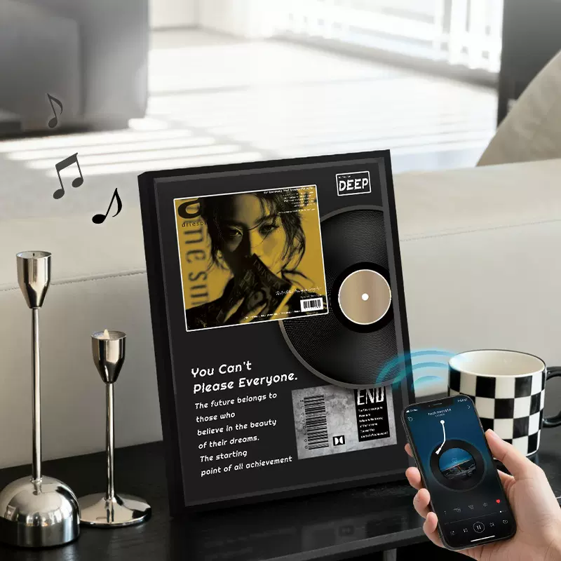 黑胶唱片音响画现代简约风音乐相框装饰画客厅高级感壁画背景墙