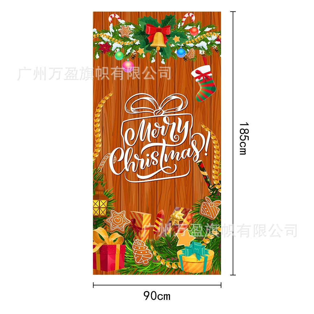 2025 nuevos productos de navidad cortina de bandera Santa Claus para ver la hoja de regalo decoración de tela colgante Bandera de bienvenida de Navidad