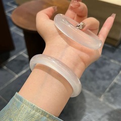 卸売り白氷石英岩玉白月光平条正輪ブレスレットネット赤金少女ブレスレットプレゼント翡翠平替
