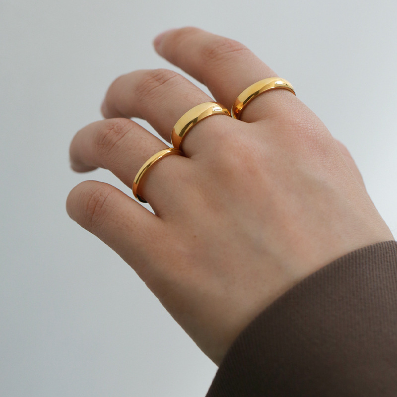 Unisex Gender Simple Style Solid Color Titanium Steel Plating Rings 1 Piece