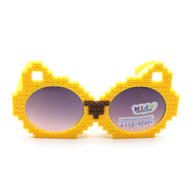 儿童马赛克猫造型太阳镜蝴蝶结太阳镜儿童特色太阳镜