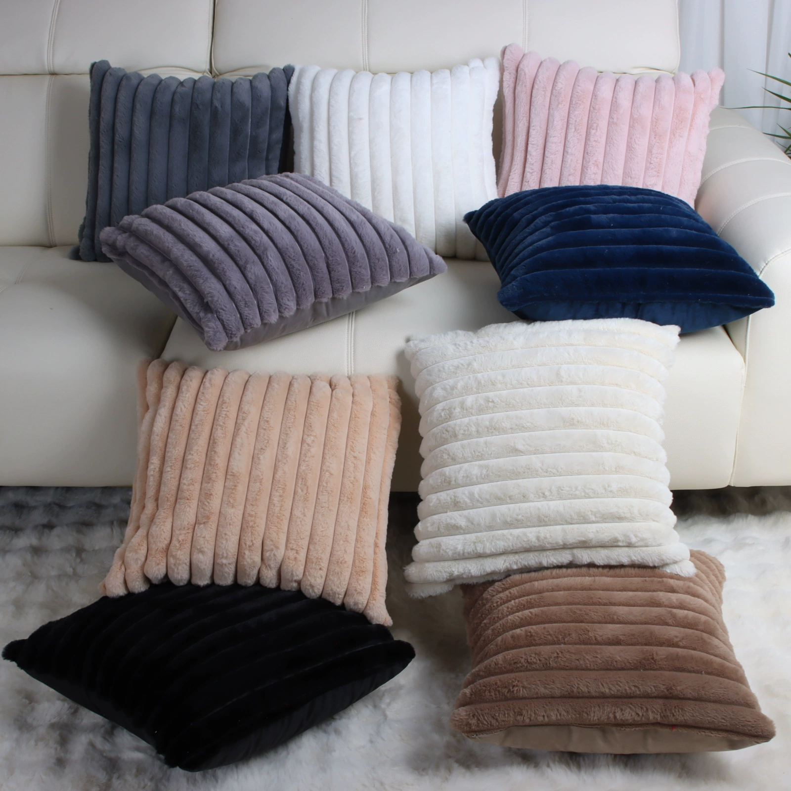 Новая прямая наволочка из меха кролика ins Style Простая Вертикальная плюшевая подушка Скандинавская прямоугольная наволочка