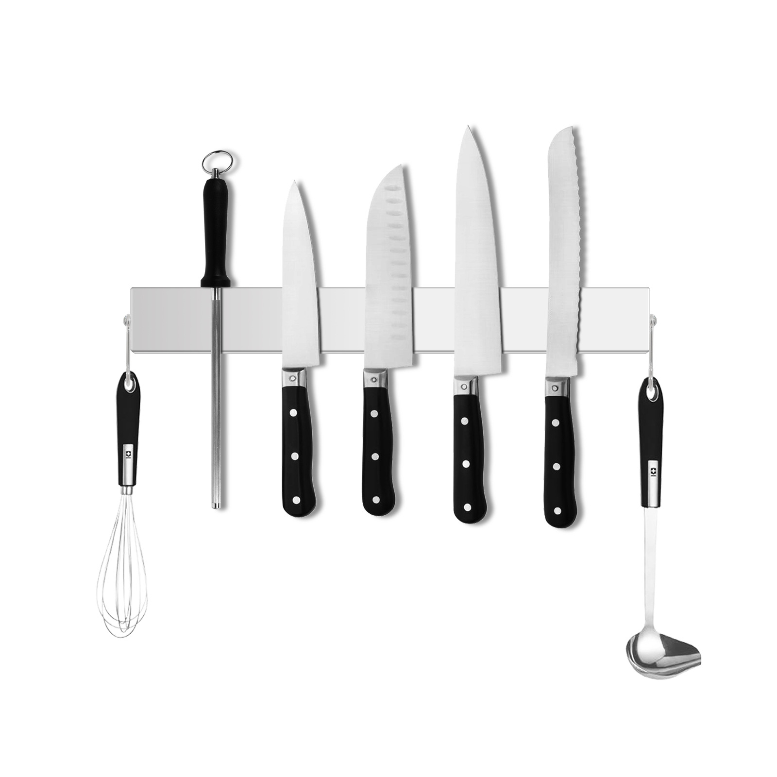 304 de acero inoxidable cuchillo magnético titular de cocina cuchillo almacenamiento rack Punch-libre imán cuchillo titular de la pared-montado