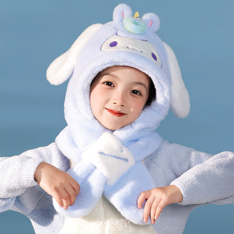 Sanrio, genuine children's velvet hat, keep warm scarf, set