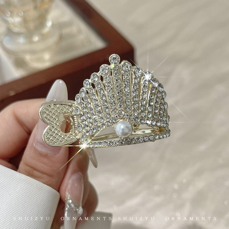 Diamante de alta cola de caballo clip de agarre mujer 2025 nuevo clip de cabello de alta calidad cabeza detrás de la fijación de artefactos clip de cabello tocado