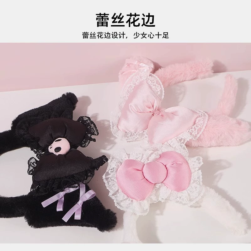 Плюшевая ободок Sanrio Hello Kitty с бантом, стиль лолита, милые ушки