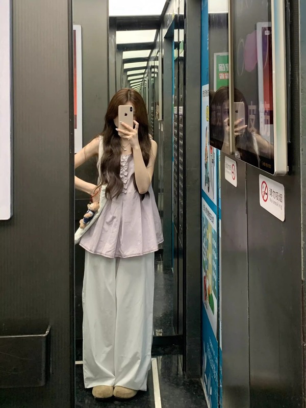 2025年女性用のとても美しい夏のスーツ、2025年の新しいスタイルのサイドノースリーブベスト、ワイドレッグパンツの2点セット、とても美しくて美しい|undefined
