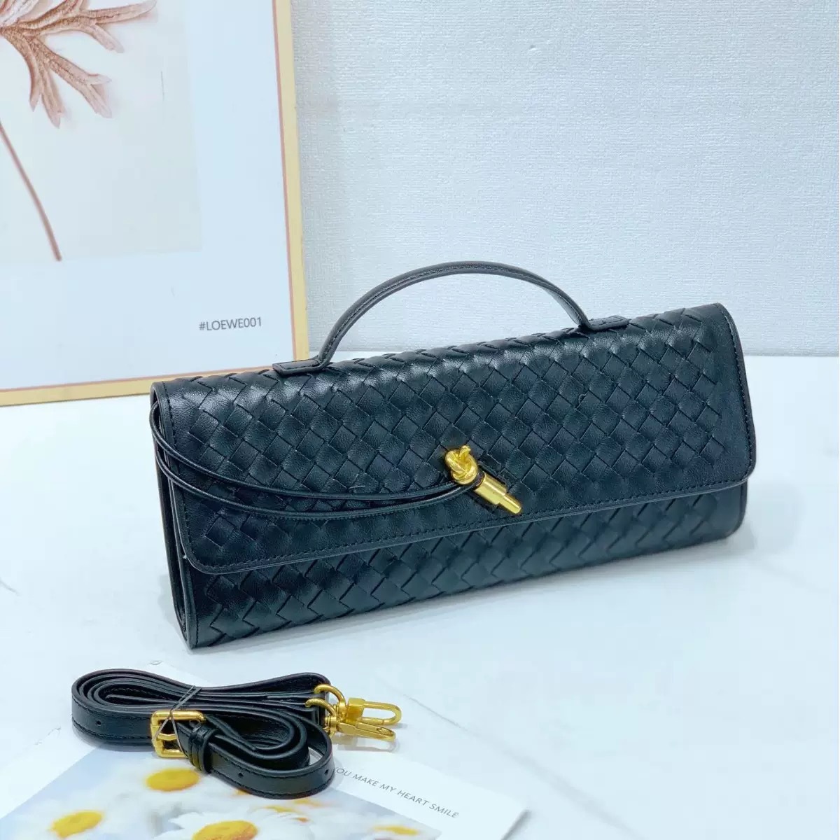 High-End Women's Woven Clutch Bag, Leather Evening Bag, Formal Shoulder Bag, Crossbody Bag For Parties And Fashion Events - Thumbnail 4
