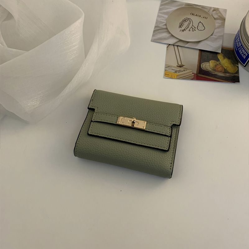 质感搭扣钱包女皮多卡位潮流简约三折短款皮夹卡包外贸工厂供应链|undefined