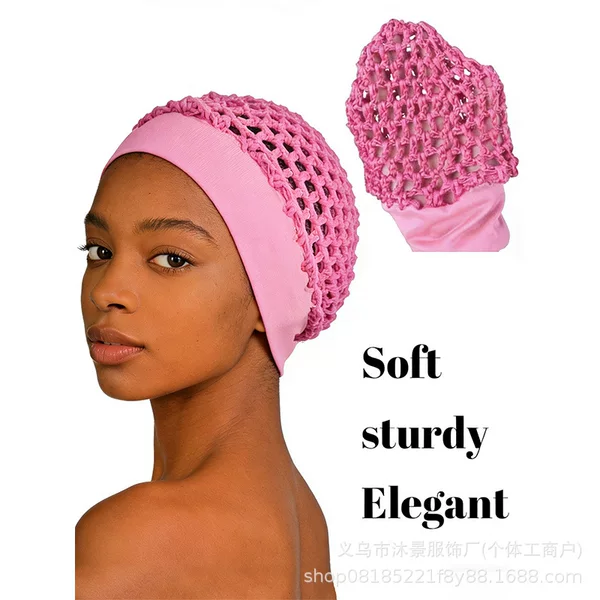 Cross-Border Amazon Wide-Brimmed Mesh Hat with Hollow Design Rayon Knit Snood Hat