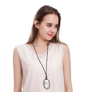 Cross-border exclusive for women's face two-tone pendant retro simple ins high-end necklace long chain sweater chain