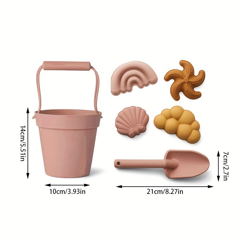 Jugar herramientas de arena Material de silicona Cubo de arena junto al mar Jugar herramientas de arena silicone beach toys