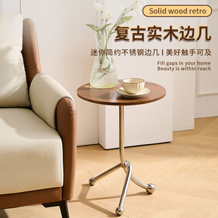Scandinavian Simple Small Round Table Side Table Medieval Ins Style Small Coffee Table Living Room Sofa Corner Table Creative Round Bedside Table