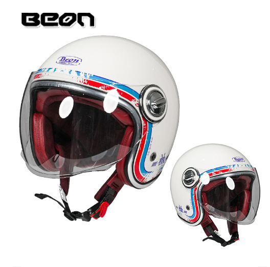 BEON casco vintage de los hombres y las mujeres de cuatro estaciones de la motocicleta Harley medio casco lente doble coche eléctrico casco verano protección solar