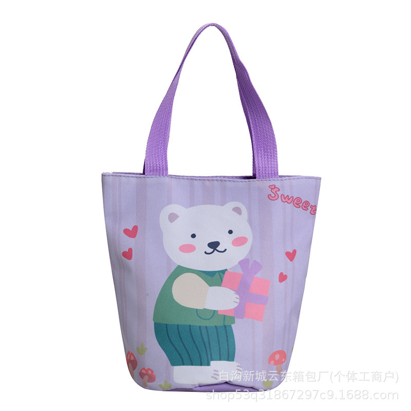2025 新かわいい漫画ポータブルバケツハンドバッグママバッグ通勤弁当箱学生布バッグ|undefined