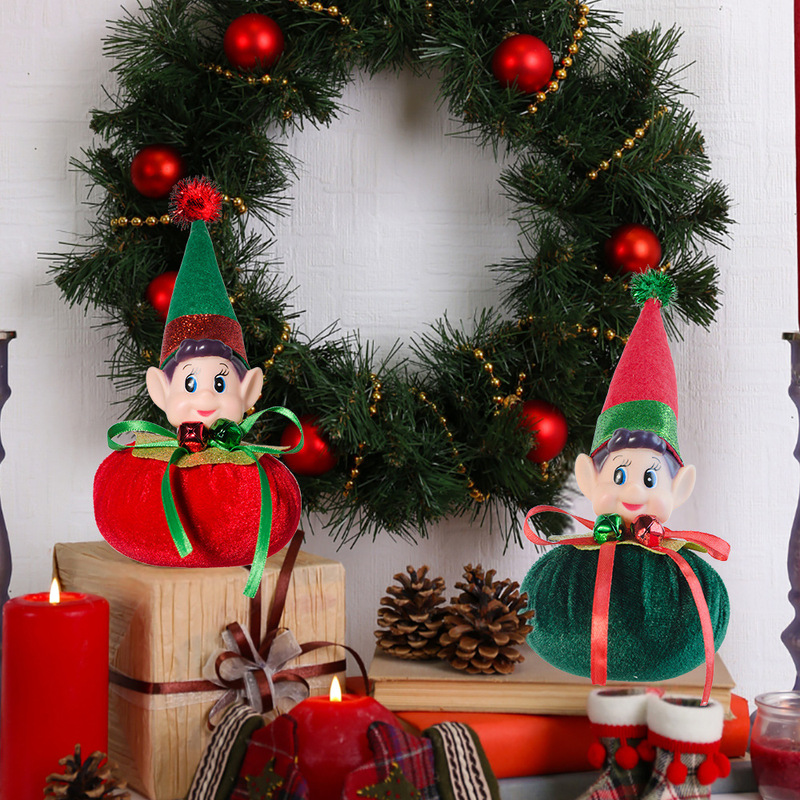 クリスマス装飾用品クリスマスエルフオーナメントウィンドウホームデコレーション赤と緑のクリスマス本棚エルフ人形|undefined