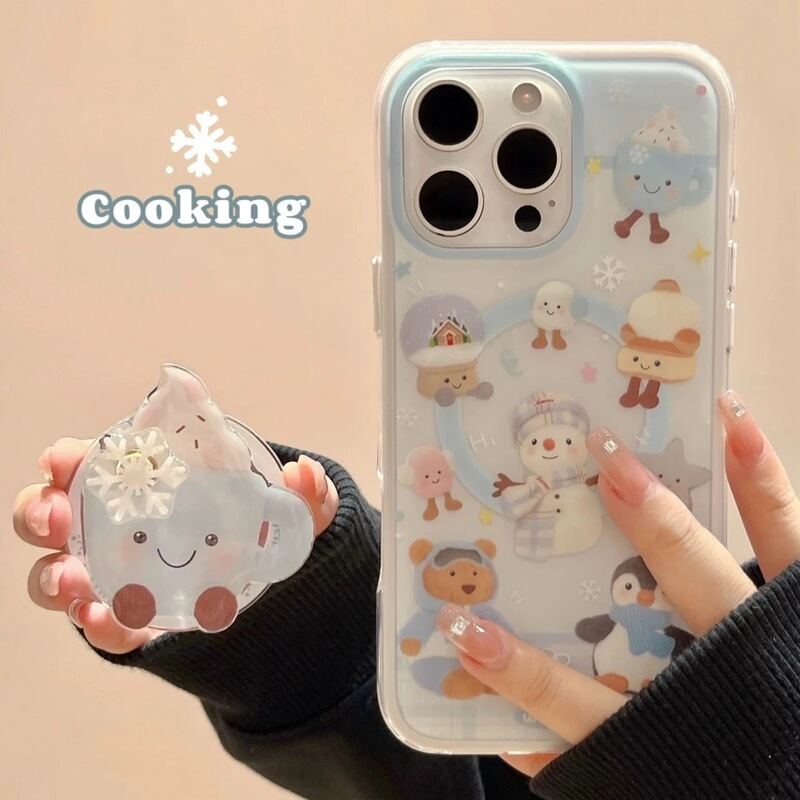 Snowman Suitable for Samsung S23Fe Mobile Phone Case S25Ultra/S24Plus/S21 Magnetic Suction 3 Apple 17Promax