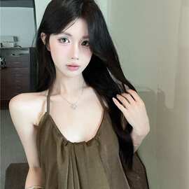 时尚欧根纱挂脖吊带背心女2026夏季新款宽松显瘦露背辣妹上衣无袖