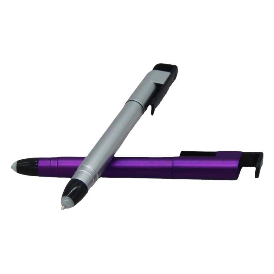 3-en-1 pluma de metal de la lámpara táctil pluma titular del teléfono móvil bolígrafo multifunción láser logo transfronteriza
