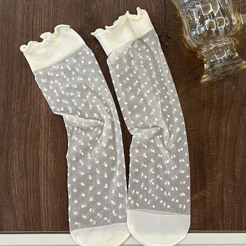 Three pairs of children's ultra-thin heelless socks for summer, breathable ice silk lace socks for girls, breathable mesh pile socks