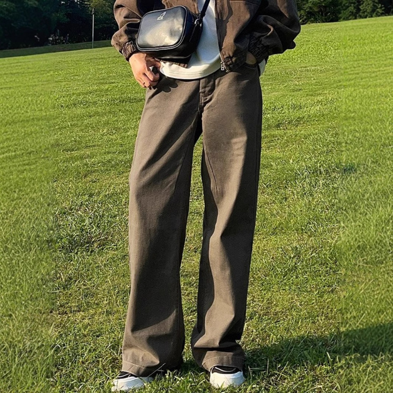 Spring and Autumn New American Casual Retro Straight Jeans Men's Niche Old Loose cleanfit Trendy Trousers