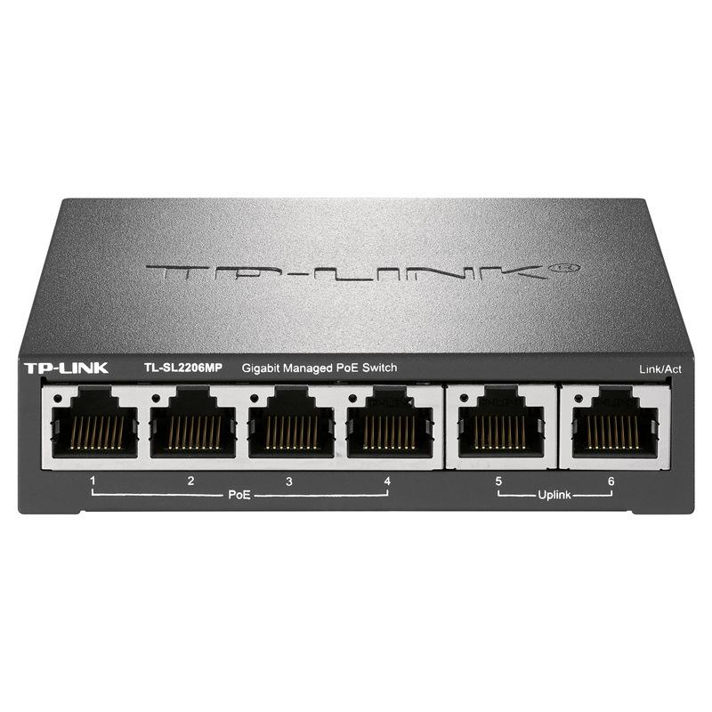 TP-LINK TL-SL2206MP 千兆上联口远程云管理6口4口百兆PoE交换机