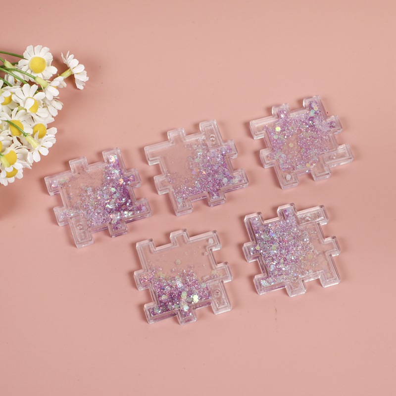 印刷咕卡盘批发亚克力diy链条套装透明小挂件ins镭射渐变咕卡咕盘