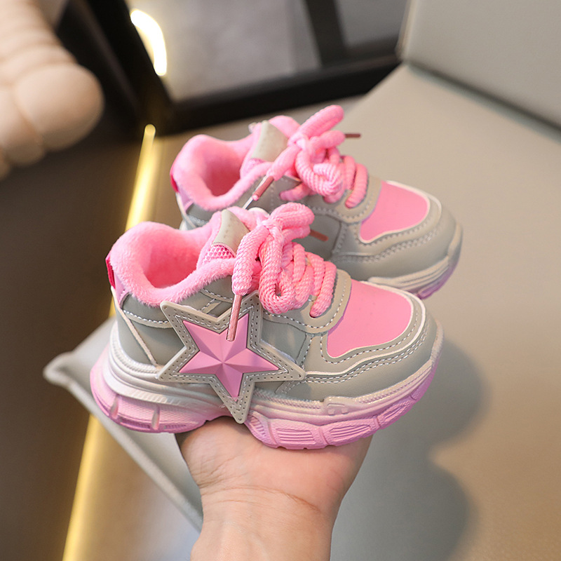 Zapatos deportivos para niños con suela ligera de invierno, edición coreana, dos zapatos de algodón para niños y niñas de 1 a 6 años_voghion.com