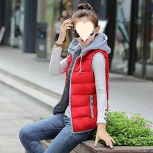 棉马甲可反季穿秋冬女短款韩版修身加厚大码时尚活帽坎肩女