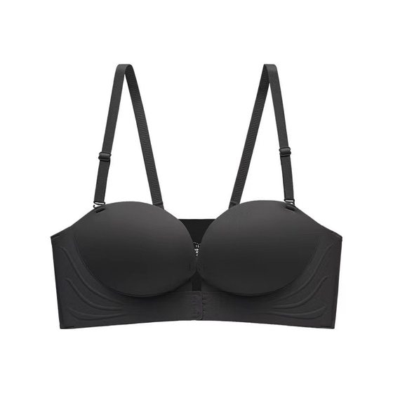 Detachable Shoulder Strap Underwear Women's Non-slip Push-up Small Chest Large Summer Chest Wrapping Invisible Beautiful Back Bra Front Buckle
