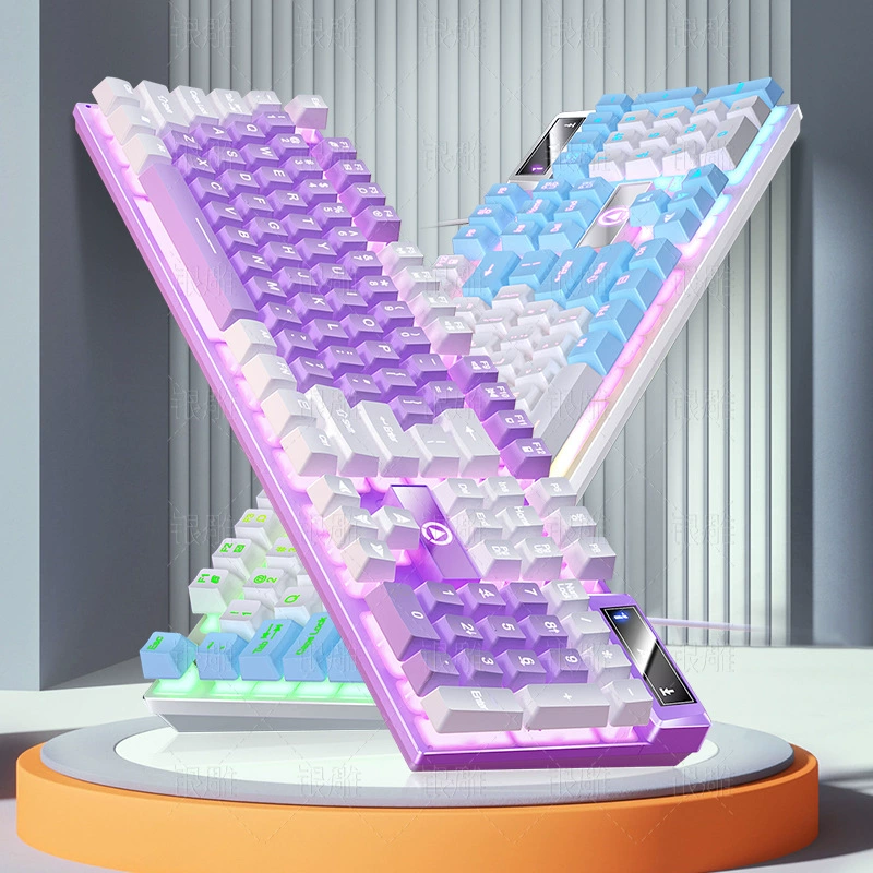 Серебряная резьба K500 игра проводная клавиатура цветная светящаяся механическая ручная сенсорная настольная компьютерная фурнитура трансграничная партия AliExpress