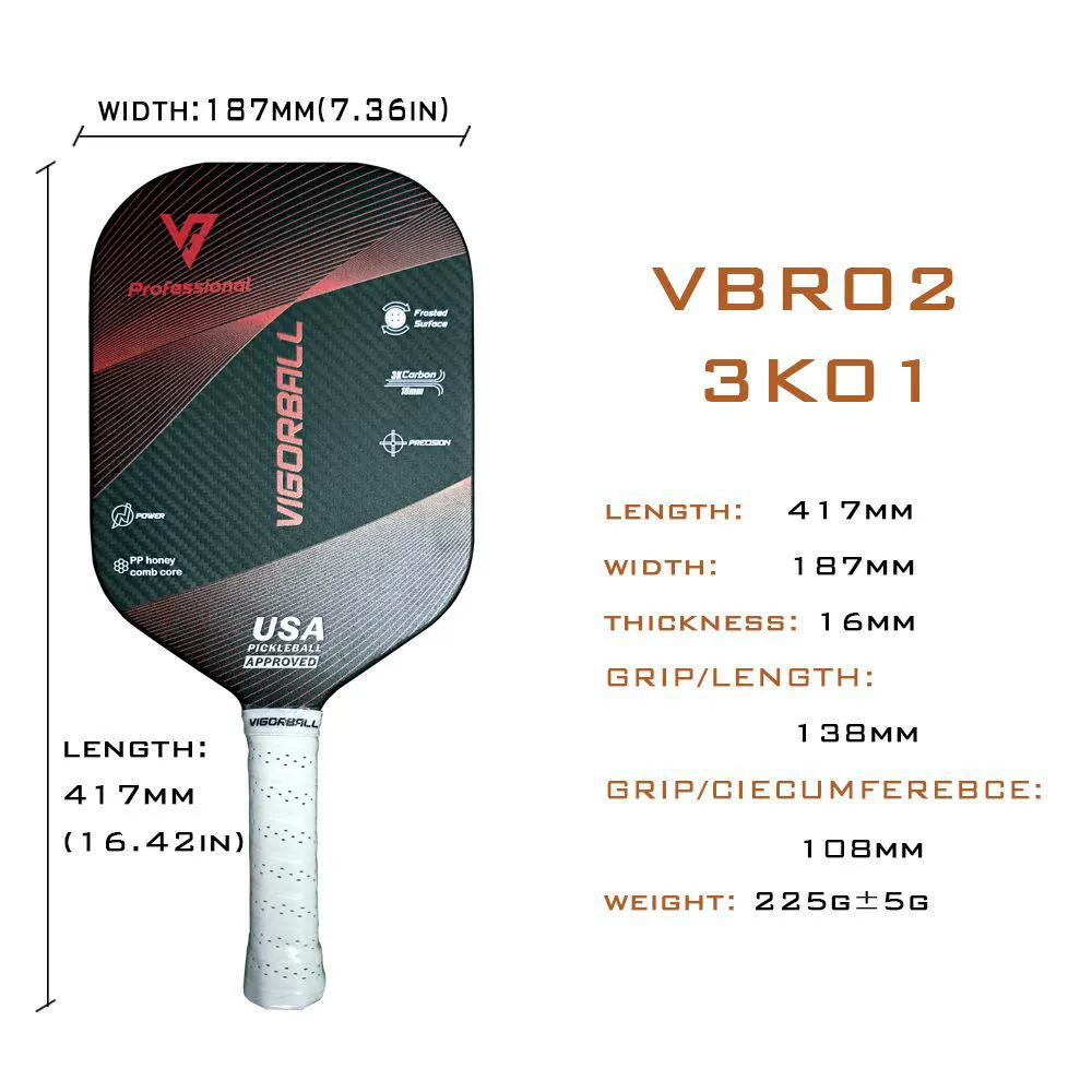 Карбоновые волокна Pickleball T700-16 горячего прессования интегрированная безрамочная матовая поверхность из частиц
