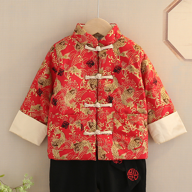 Estilo chino hanfu Niño de Año Nuevo festivo bebé traje de algodón ropa de invierno ropa de felicitación de Año Nuevo para niños Tang traje antiguo traje