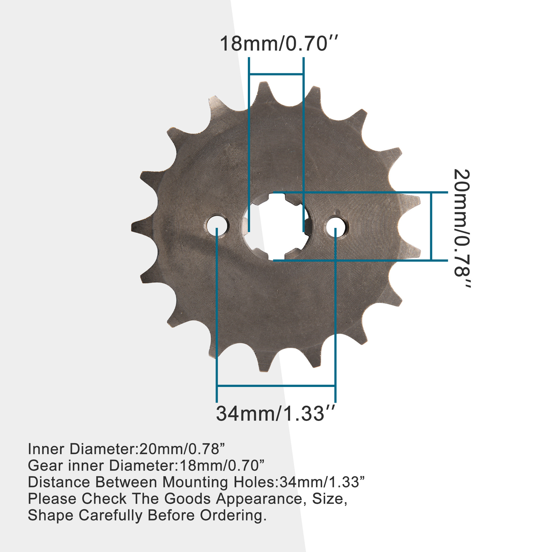 428-17 Tooth Small Sprocket Chain Gear Engine Transmission Gear Assembly Hole Diameter 20mm