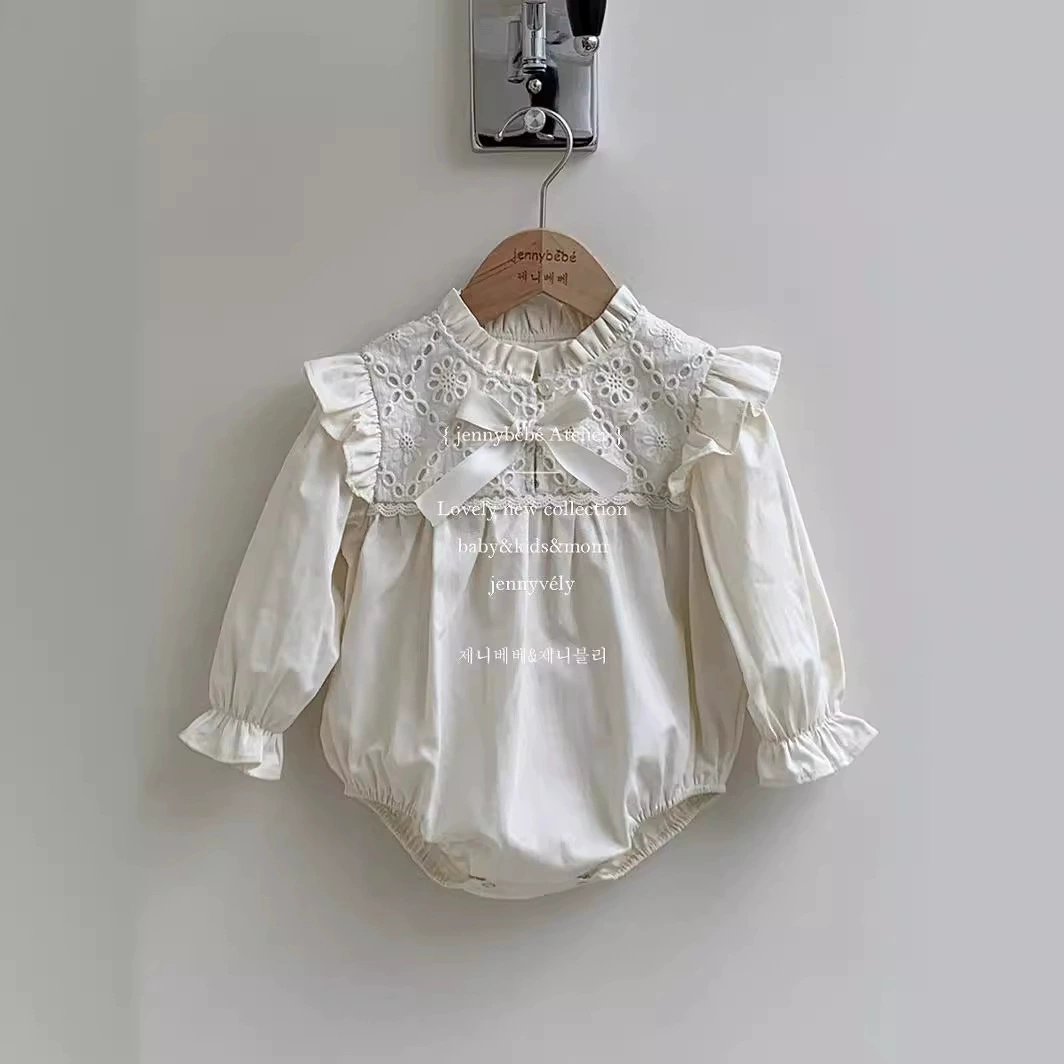 Jennybebe Spring and Autumn Ins Baby Bow Hare Clothes Baby Girl Lace Small Flying Sleeve Climbing Dress One Year Old Dress