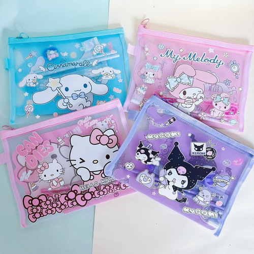 Sanrio pen bag, ruler, pencil, stationery set, Kuromi elementary school supplies, file bag, Children's Day gift