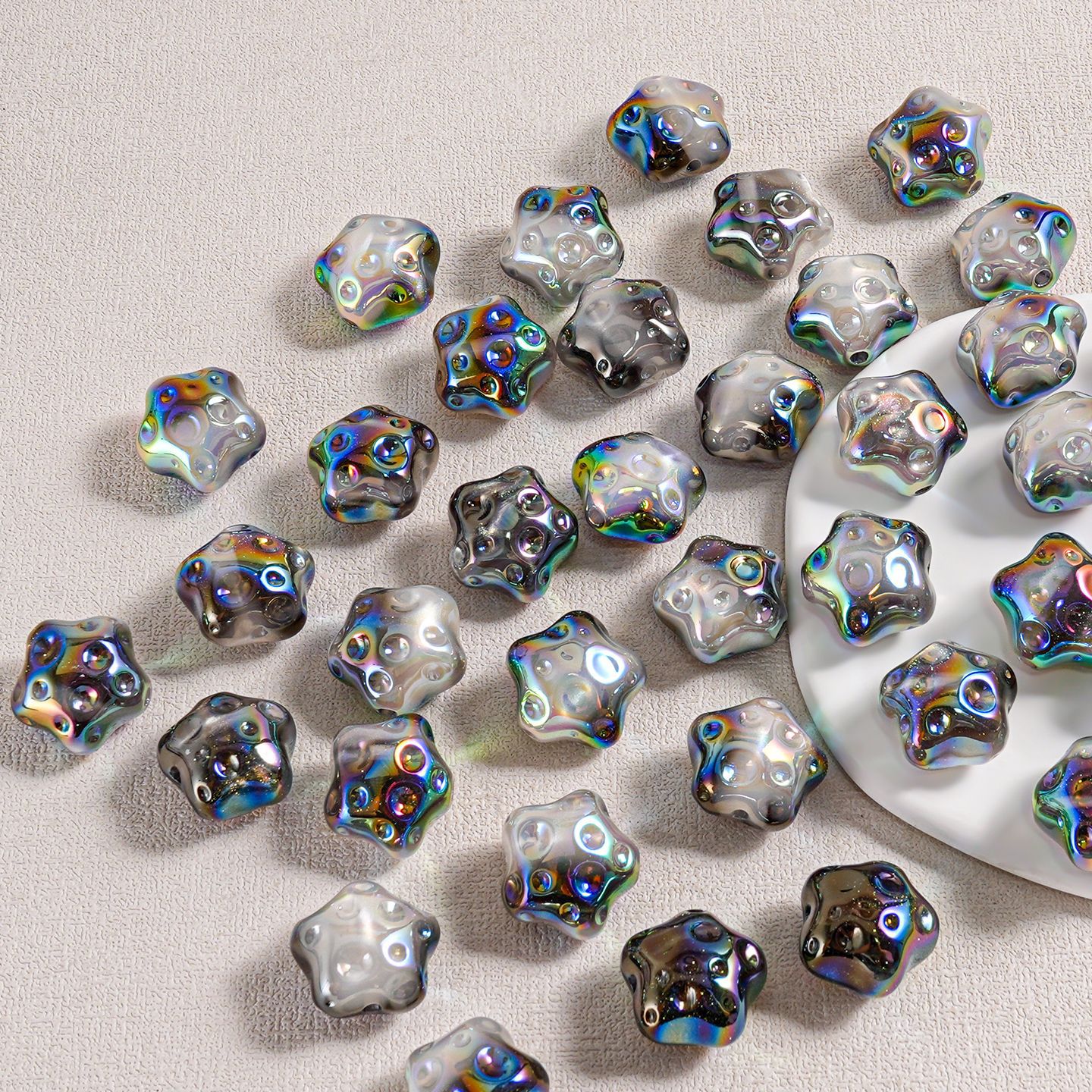 Heidi Beads nuevo bicolor resina nacarada cambio de color estrella de cinco puntas con cuentas cadena de teléfono móvil material de bricolaje cuentas sueltas