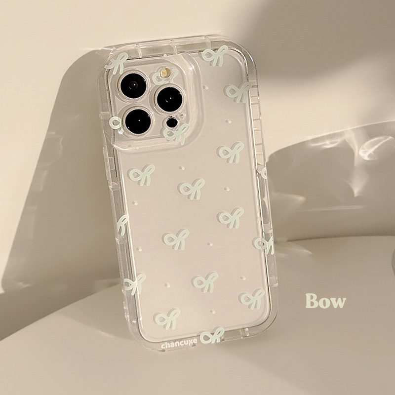Girl's Simple Bow-Knot Polka Dot Phone Case Suitable for Apple 17 Pro Max, iPhone 13 New Model, 14 Pro
