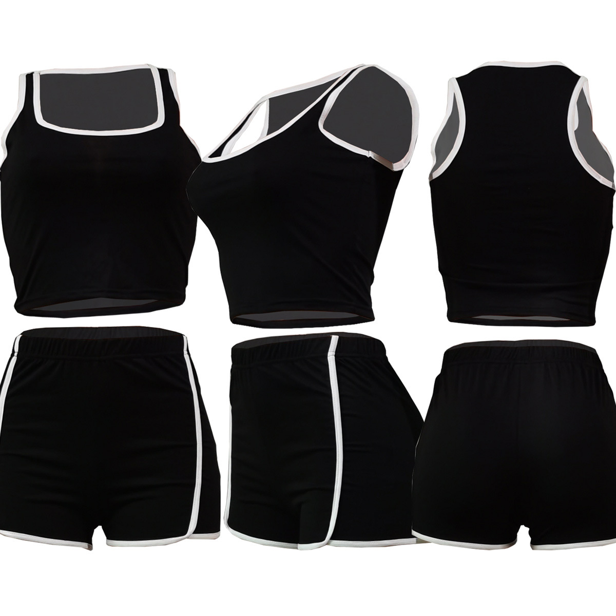 fashion sexy solid color stitching sports sleeveless set NSSJW58680