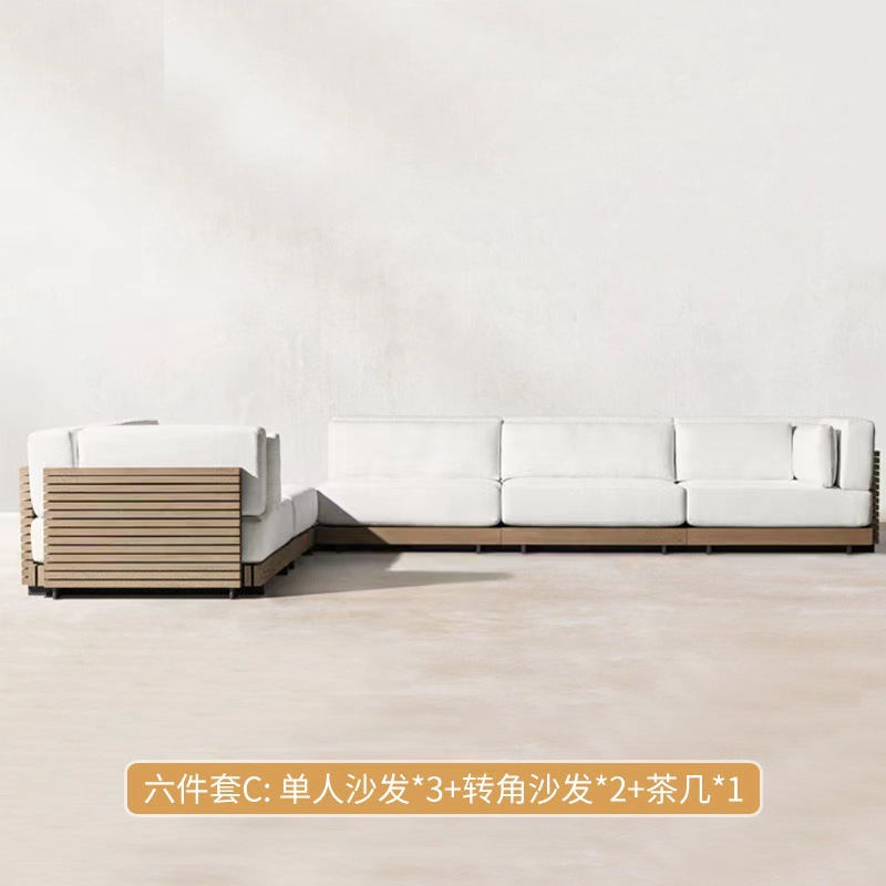 Sofá de teca al aire libre sala modelo villa nuevo muebles chinos terraza patio jardín hotel sofá casual