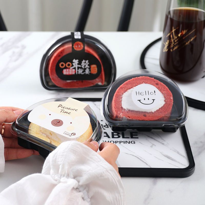 单个包装盒蛋糕卷切块西点慕斯透明吸塑盒瑞士卷面包打包盒子