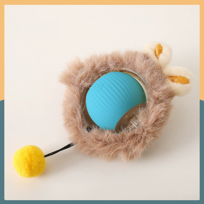 Interactive smart pet toy ball, automatic jumping with sounds, replaceable rope/tail options