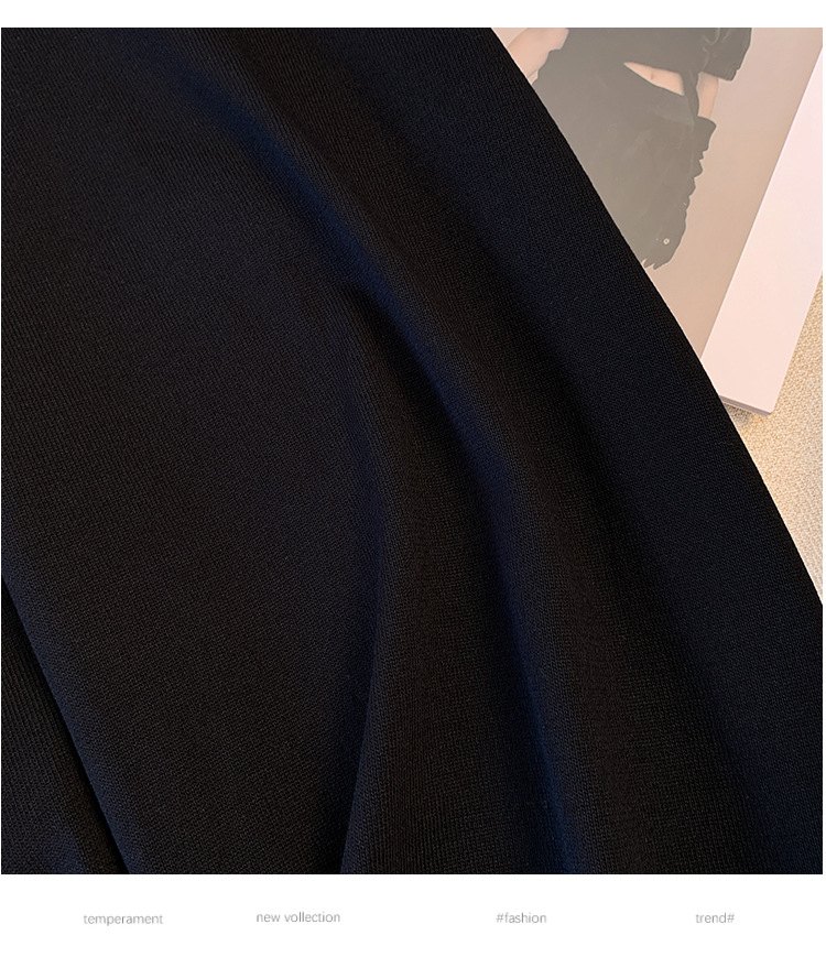 Vêtements pour femmes robe col rond tricotée en soie glacée jupe d'été mi-longue slim mm 200/300 livres_voghion.com