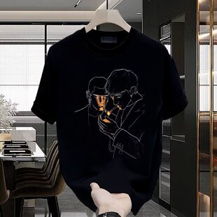 Heavy Weight Cotton Short-Sleeved T-Shirt Casual Trendy Men's and Women's Summer Ins White Matching Round Neck Top Trendy Versatile Men's Half-Sleeve
