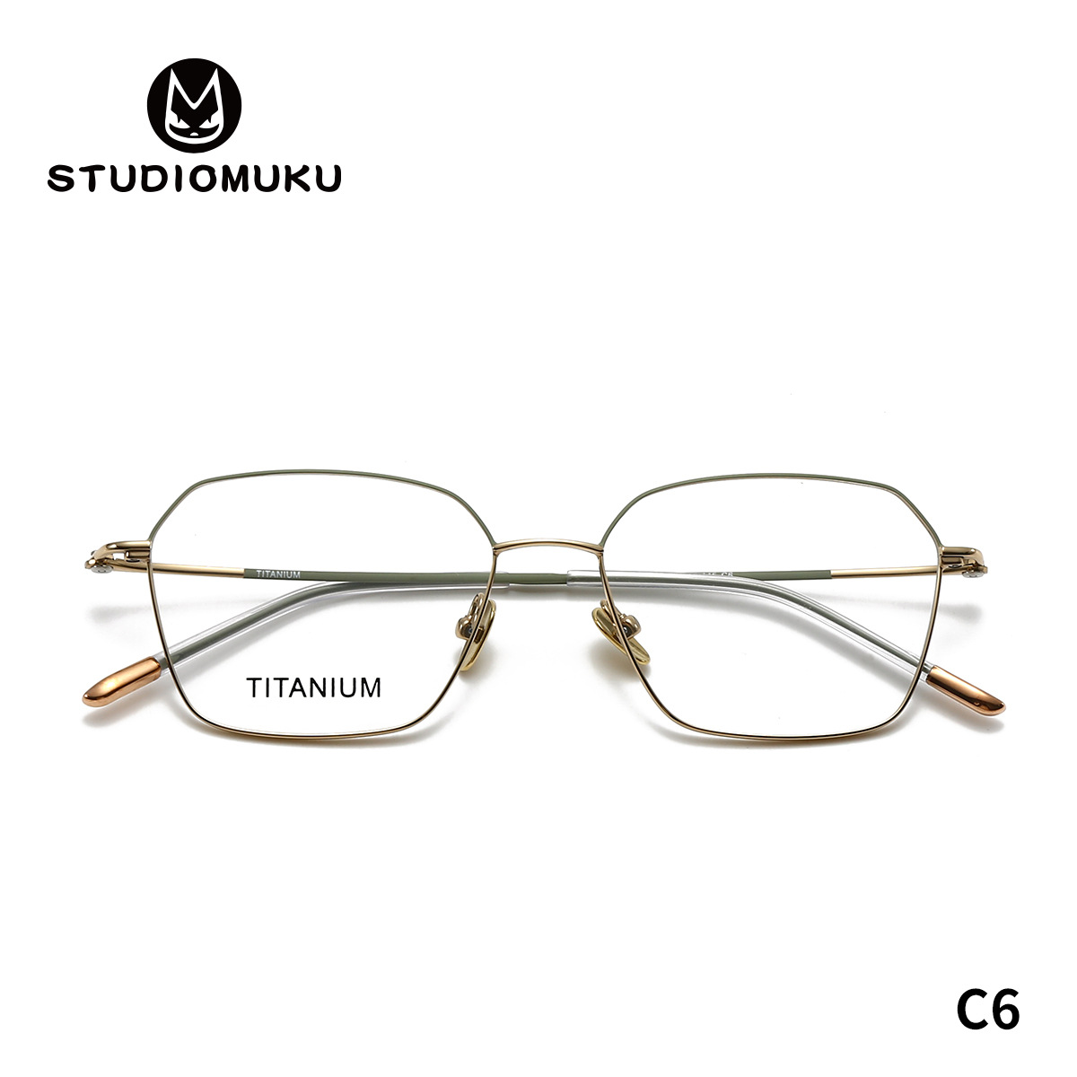 Gafas de madera STUDIOMUKU, buenas para la suerte, monturas de gafas poligonales, monturas de gafas simples ultraligeras