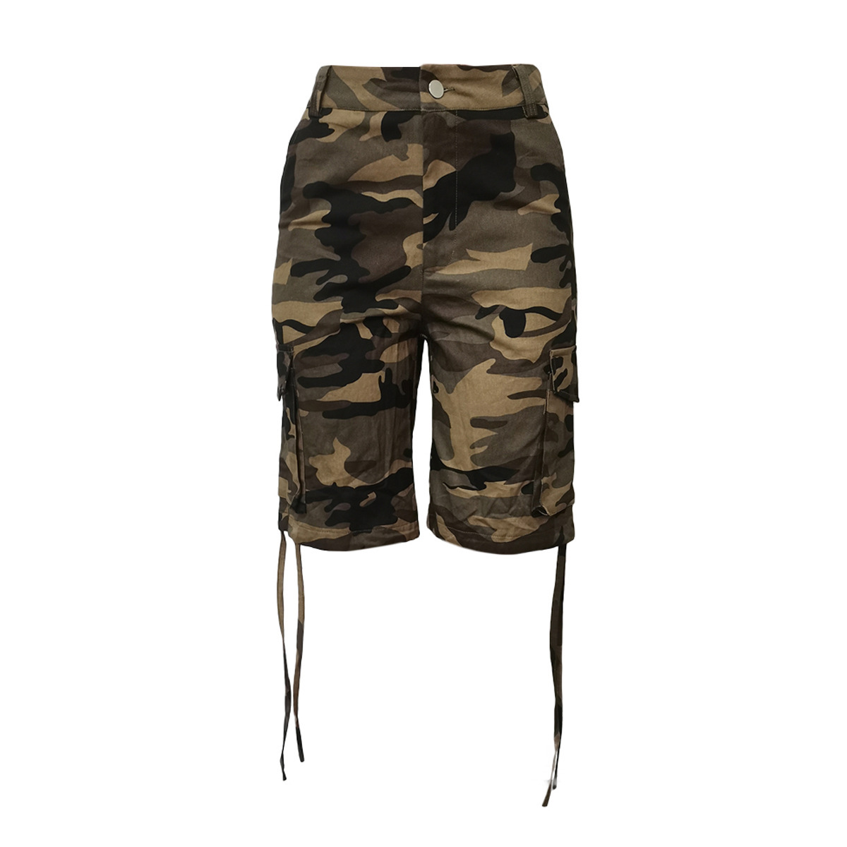 Women's Clothing Camouflage Overalls Spring Summer Fashion Drawstring Multi Pocket Design_ecoleips.com
