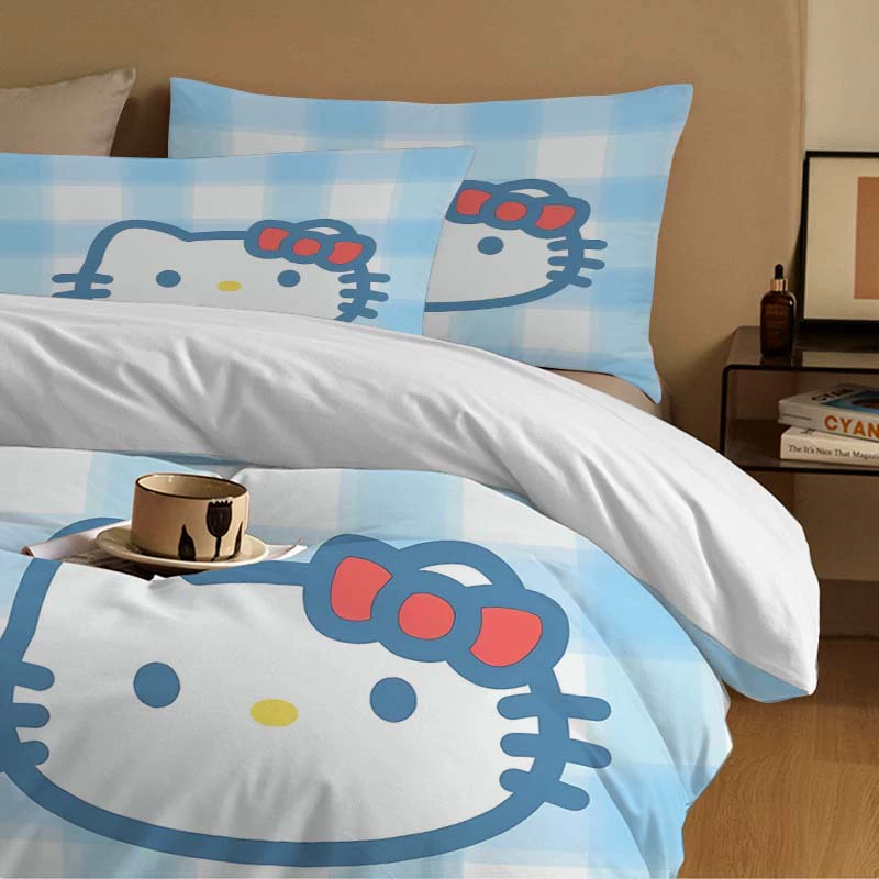 Hello kitty, set, duvet cover, pillowcase, bedspread, 3 piece set, custom-made, polyester