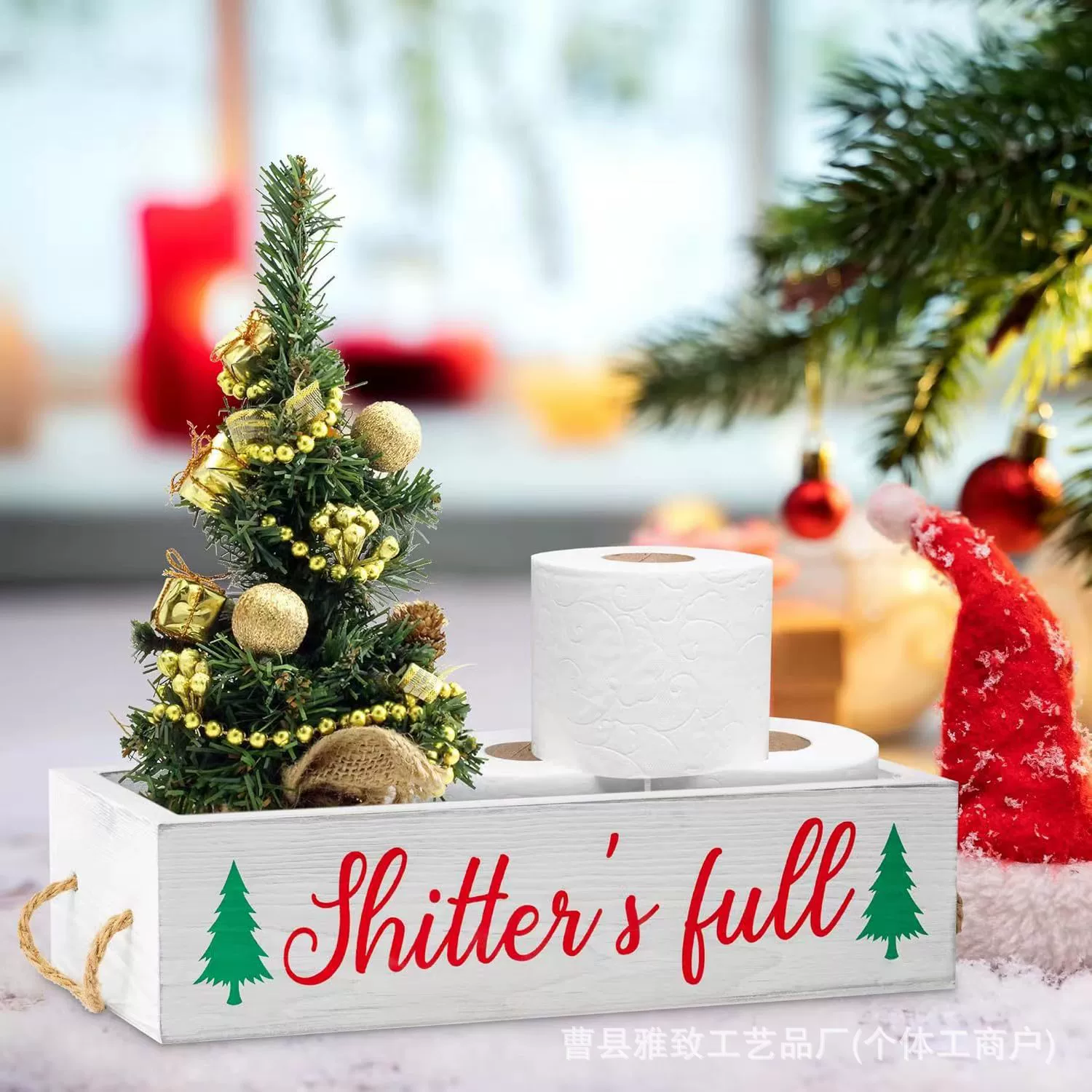 Трансграничный скандинавский деревянный ящик для хранения рождественский орнамент белый милый деревянный ящик для хранения с веревкой