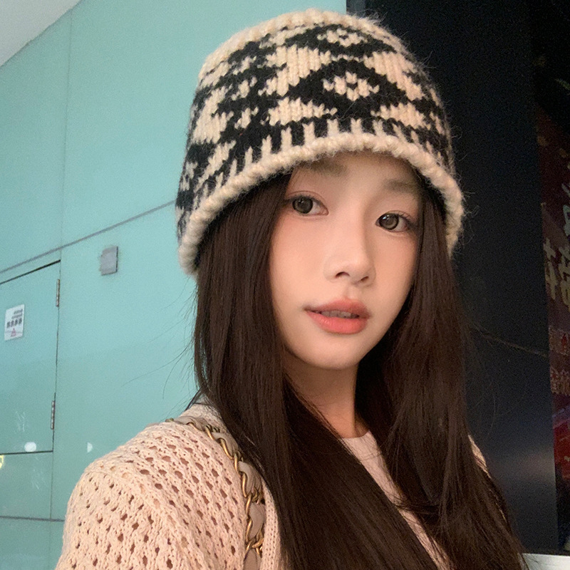 女秋冬季毛绒复古毛线帽保暖护耳渔夫针织帽子男大头围包头帽冷帽|undefined